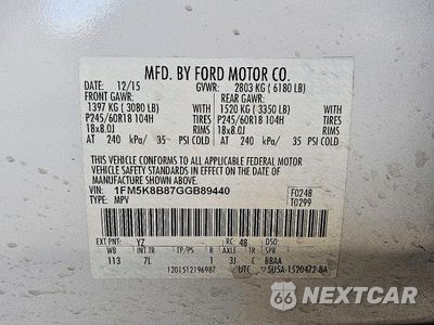 Zdjęcie 13 z 14 samochodu: 2016 FORD EXPLORER VIN:1FM5K8B87GGB89440 - miniatura