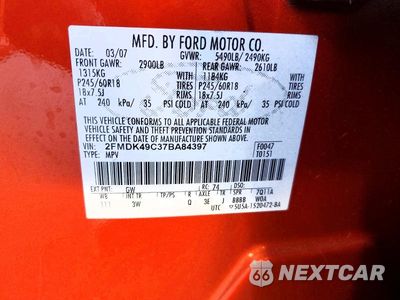 Zdjęcie 12 z 12 samochodu: 2007 FORD EDGE SEL PLUS VIN:2FMDK49C37BA84397 - miniatura