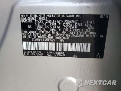 Zdjęcie 13 z 13 samochodu: 2013 TOYOTA RAV4 LE VIN:2T3BFREV1DW043599 - miniatura