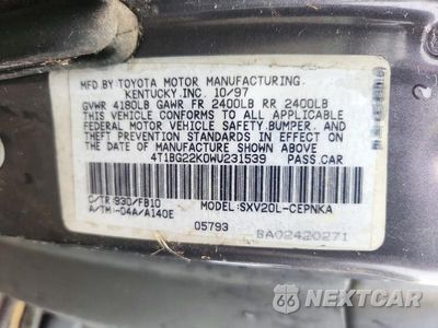 Zdjęcie 12 z 12 samochodu: 1998 TOYOTA CAMRY LE VIN:4T1BG22K0WU231539 - miniatura