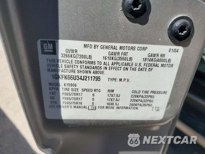 Zdjęcie 13 z 13 samochodu: 2004 GMC YUKON XL DENALI VIN:1GKFK66U34J211795 - miniatura