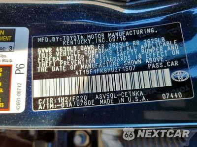 Zdjęcie 12 z 12 samochodu: 2017 TOYOTA CAMRY LE VIN:4T1BF1FK8HU271507 - miniatura