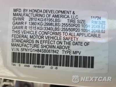 Zdjęcie 13 z 13 samochodu: 2025 HONDA PILOT ELITE VIN:5FNYG1H84SB087842 - miniatura