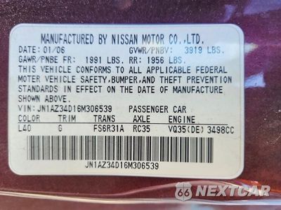Zdjęcie 12 z 12 samochodu: 2006 NISSAN 350Z BASE VIN:JN1AZ34D16M306539 - miniatura