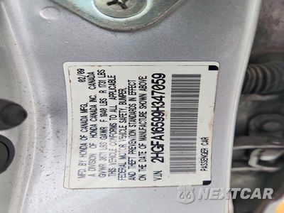 Zdjęcie 12 z 12 samochodu: 2009 HONDA CIVIC LX VIN:2HGFA16599H347059 - miniatura
