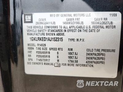 Zdjęcie 13 z 13 samochodu: 2010 GMC ACADIA SL VIN:1GKLRKED1AJ152315 - miniatura