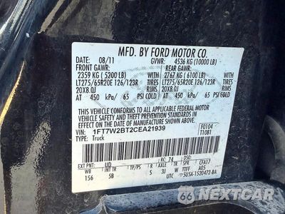 Zdjęcie 10 z 14 samochodu: 2012 FORD F250 SUPER DUTY VIN:1FT7W2BT2CEA21939 - miniatura
