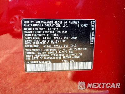 Zdjęcie 14 z 14 samochodu: 2018 VOLKSWAGEN ATLAS SEL PREMIUM VIN:1V2NR2CAXJC540532 - miniatura