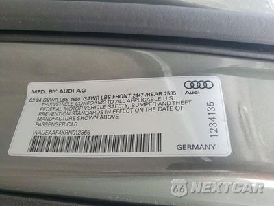Zdjęcie 12 z 12 samochodu: 2024 AUDI A4 PREMIUM PLUS 45 VIN:WAUEAAF4XRN012866 - miniatura