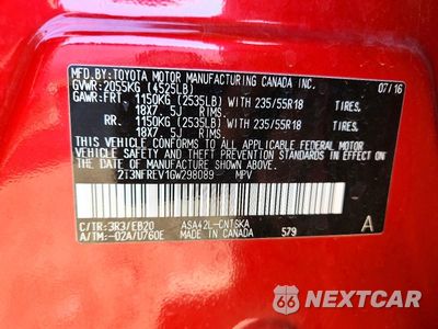 Zdjęcie 13 z 13 samochodu: 2016 TOYOTA RAV4 SE VIN:2T3NFREV1GW298089 - miniatura