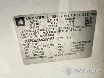 Zdjęcie 12 z 12 samochodu: 2017 CHEVROLET SILVERADO C1500 LT VIN:3GCPCREC6HG361057 - miniatura