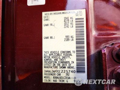 Zdjęcie 13 z 13 samochodu: 2012 NISSAN ALTIMA 2.5 VIN:1N4AL2AP7CC225740 - miniatura