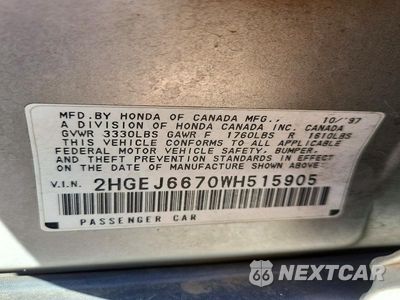 Zdjęcie 13 z 13 samochodu: 1998 HONDA CIVIC LX VIN:2HGEJ6670WH515905 - miniatura
