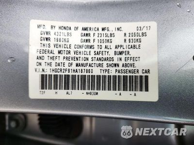 Zdjęcie 12 z 12 samochodu: 2017 HONDA ACCORD EXL VIN:1HGCR2F91HA187860 - miniatura