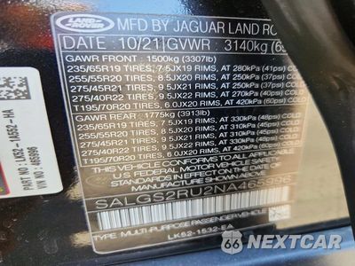Zdjęcie 13 z 13 samochodu: 2022 LAND ROVER RANGE ROVER HSE WESTMINSTER EDITION VIN:SALGS2RU2NA465996 - miniatura