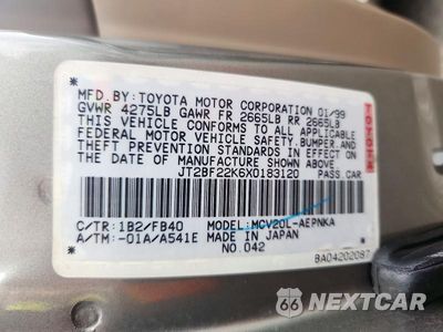 Zdjęcie 12 z 12 samochodu: 1999 TOYOTA CAMRY LE V6 VIN:JT2BF22K6X0183120 - miniatura