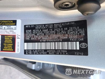Zdjęcie 13 z 13 samochodu: 2016 TOYOTA CAMRY SE VIN:4T1BF1FK8GU605016 - miniatura