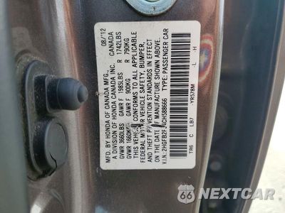 Zdjęcie 12 z 12 samochodu: 2012 HONDA CIVIC LX VIN:2HGFB2F54CH588666 - miniatura