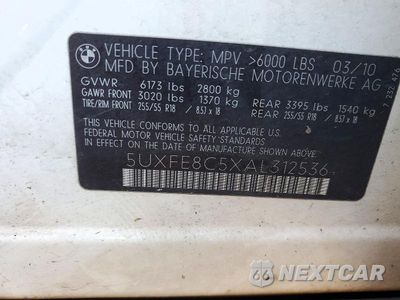 Zdjęcie 12 z 12 samochodu: 2010 BMW X5 XDRIVE48I VIN:5UXFE8C5XAL312536 - miniatura
