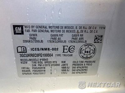Zdjęcie 12 z 12 samochodu: 2015 CHEVROLET SILVERADO K1500 LT VIN:3GCUKREC8FG199564 - miniatura
