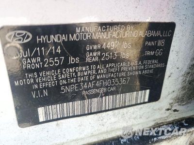 Zdjęcie 12 z 12 samochodu: 2015 HYUNDAI SONATA SPORT VIN:5NPE34AF4FH035367 - miniatura