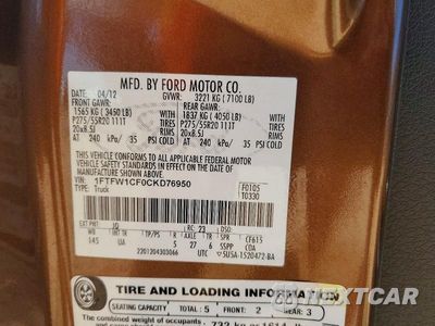 Zdjęcie 12 z 12 samochodu: 2012 FORD F150 SUPERCREW VIN:1FTFW1CF0CKD76950 - miniatura