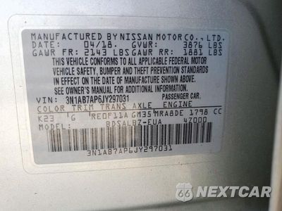 Zdjęcie 12 z 12 samochodu: 2018 NISSAN SENTRA S VIN:3N1AB7AP6JY297031 - miniatura