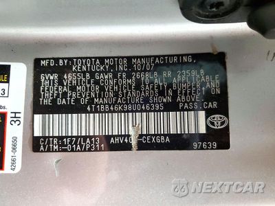 Zdjęcie 12 z 12 samochodu: 2008 TOYOTA CAMRY HYBRID VIN:4T1BB46K98U046395 - miniatura