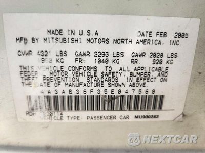 Zdjęcie 12 z 12 samochodu: 2005 MITSUBISHI GALANT ES MEDIUM VIN:4A3AB36F35E047560 - miniatura