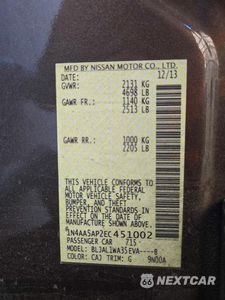 Zdjęcie 12 z 12 samochodu: 2014 NISSAN MAXIMA 3.5 SV VIN:1N4AA5AP2EC451002 - miniatura