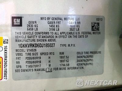 Zdjęcie 13 z 13 samochodu: 2013 GMC ACADIA SLT-1 VIN:1GKKVRKD6DJ185027 - miniatura