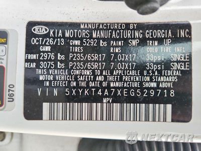 Zdjęcie 13 z 13 samochodu: 2014 KIA SORENTO LX VIN:5XYKT4A7XEG529718 - miniatura