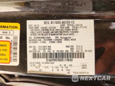 Zdjęcie 12 z 12 samochodu: 2013 FORD FUSION SE VIN:3FA6P0H78DR119840 - miniatura