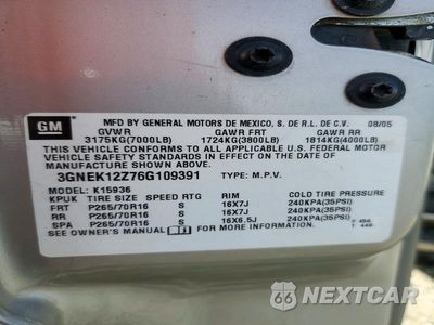 Zdjęcie 12 z 12 samochodu: 2006 CHEVROLET AVALANCHE K1500 VIN:3GNEK12Z76G109391 - miniatura