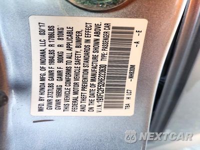 Zdjęcie 12 z 12 samochodu: 2017 HONDA CIVIC LX VIN:19XFC2F52HE223630 - miniatura