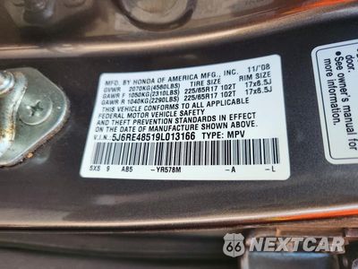 Zdjęcie 12 z 12 samochodu: 2009 HONDA CR-V EX VIN:5J6RE48519L013166 - miniatura