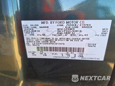 Zdjęcie 12 z 12 samochodu: 2004 FORD F150 VIN:1FTPX12504NC01575 - miniatura
