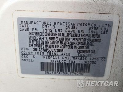 Zdjęcie 12 z 12 samochodu: 2013 NISSAN SENTRA S VIN:3N1AB7AP5DL774095 - miniatura