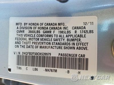 Zdjęcie 13 z 13 samochodu: 2012 HONDA CIVIC LX VIN:2HGFB2F50CH539979 - miniatura