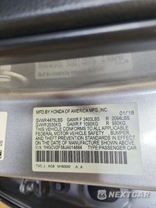 Zdjęcie 12 z 12 samochodu: 2018 HONDA ACCORD EXL VIN:1HGCV2F58JA014884 - miniatura