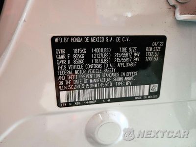 Zdjęcie 13 z 13 samochodu: 2022 HONDA HR-V EX VIN:3CZRU5H50NM745550 - miniatura
