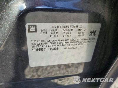 Zdjęcie 13 z 13 samochodu: 2015 CHEVROLET CRUZE LT VIN:1G1PE5SB1F7153135 - miniatura