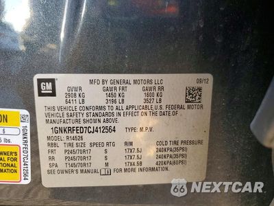 Zdjęcie 13 z 13 samochodu: 2012 CHEVROLET TRAVERSE LS VIN:1GNKRFED7CJ412564 - miniatura