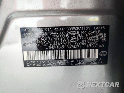 Zdjęcie 12 z 12 samochodu: 2015 LEXUS IS 250 VIN:JTHBF1D2XF5074271 - miniatura