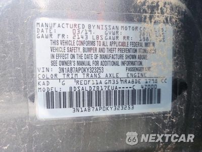 Zdjęcie 12 z 12 samochodu: 2019 NISSAN SENTRA SV VIN:3N1AB7AP0KY323253 - miniatura