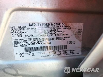 Zdjęcie 12 z 12 samochodu: 2004 FORD F150 SUPERCREW VIN:1FTPW12544KD82880 - miniatura
