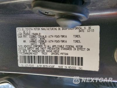 Zdjęcie 12 z 12 samochodu: 2016 TOYOTA TACOMA TRD OFF-ROAD VIN:3TMCZ5AN6GM014227 - miniatura