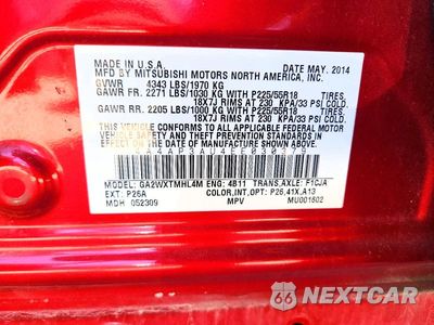 Zdjęcie 12 z 12 samochodu: 2014 MITSUBISHI OUTLANDER SPORT ES VIN:4A4AP3AU4EE030379 - miniatura