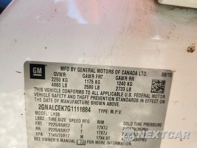 Zdjęcie 13 z 13 samochodu: 2016 CHEVROLET EQUINOX LT VIN:2GNALCEK7G1111884 - miniatura
