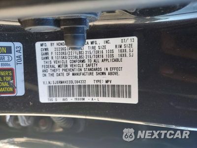 Zdjęcie 13 z 13 samochodu: 2013 HONDA CR-V LX VIN:5J6RM4H33DL084332 - miniatura